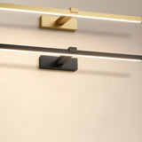"Two modern, linear LED wall lamps, one in gold and one in a dark finish, mounted on a wall."
