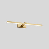 "A modern, linear LED wall lamp in a gold finish, illustrating its sleek design."