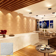 Egena Wall Panel installed in a contemporary dining area, showcasing elegant spiral textures for upscale wall decoration.