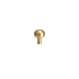 "Modern minimalist brushed brass cabinet knob with smooth, rounded edges."