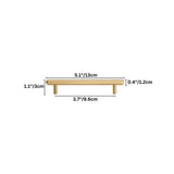 "Detailed dimensions of a minimalist brushed brass pull bar with smooth, rounded edges for modern cabinets."