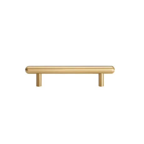 "Modern minimalist brushed brass pull bar for contemporary cabinets or drawers."