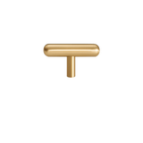 "Modern minimalist brushed brass T-bar pull for contemporary cabinets."