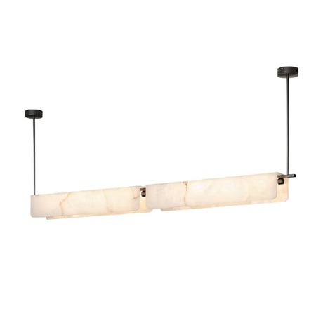 "Modern linear alabaster pendant light with natural veining"