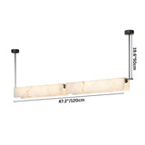 "Linear alabaster pendant light with natural veining"