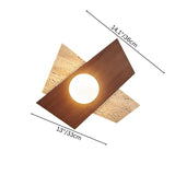 "Dimensions of the Eldis Wall Lamp, showing the size of the angular travertine and walnut design with the round light, perfect for modern and Scandinavian interiors."