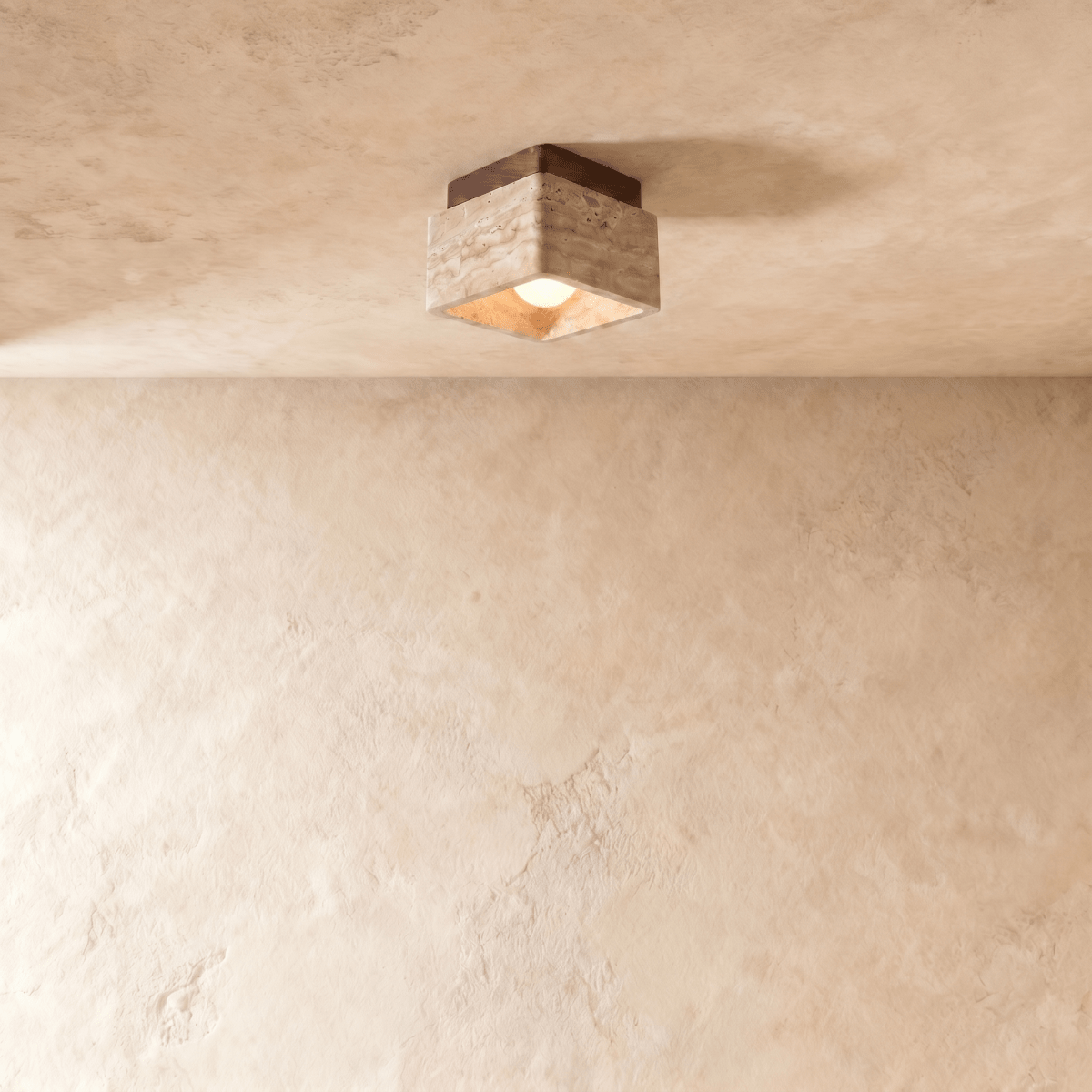 Eldric Travertine Ceiling Light – Warm Minimal Glow Fixture – Residence ...