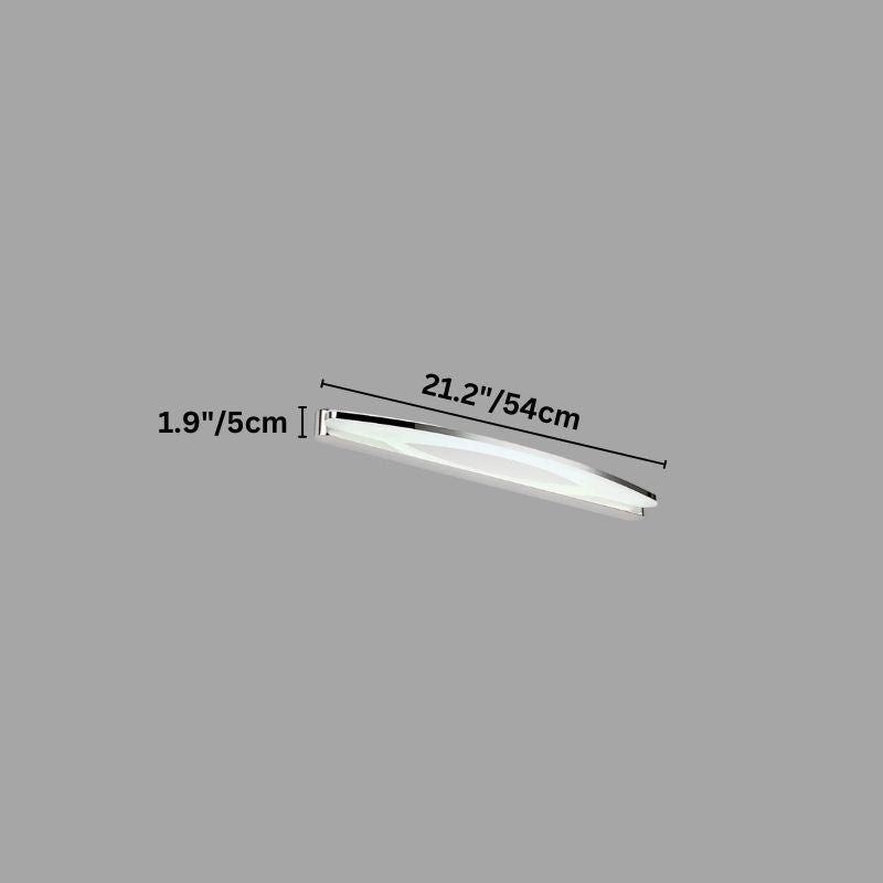 "An LED vanity light with labeled dimensions, showcasing its sleek design and 54cm length."
