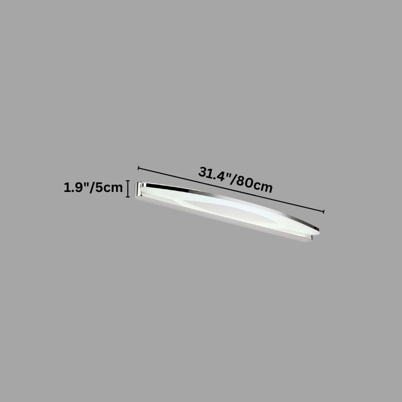 "An LED vanity light with labeled dimensions, showcasing its sleek design and 80cm length."