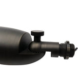 "Close-up of the adjustable head on a die-cast brass outdoor spotlight."