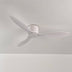 White three-blade ceiling fan mounted flush against white ceiling.
