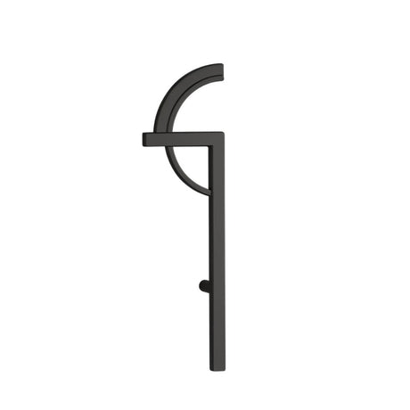 "A black geometric pull bar handle on a white background."
