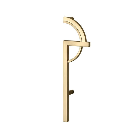 "A gold geometric pull bar handle isolated on a white background."