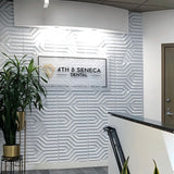 White Erial PVC Wall Panels installed in a dental office lobby, showcasing a sleek, easy-to-clean, and stylish wall design for commercial spaces.