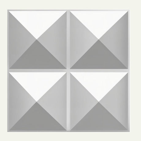 Ermana Wall Panel featuring a 3D geometric pyramid design in gray and white, ideal for modern PVC wall panel decor and interior upgrades.