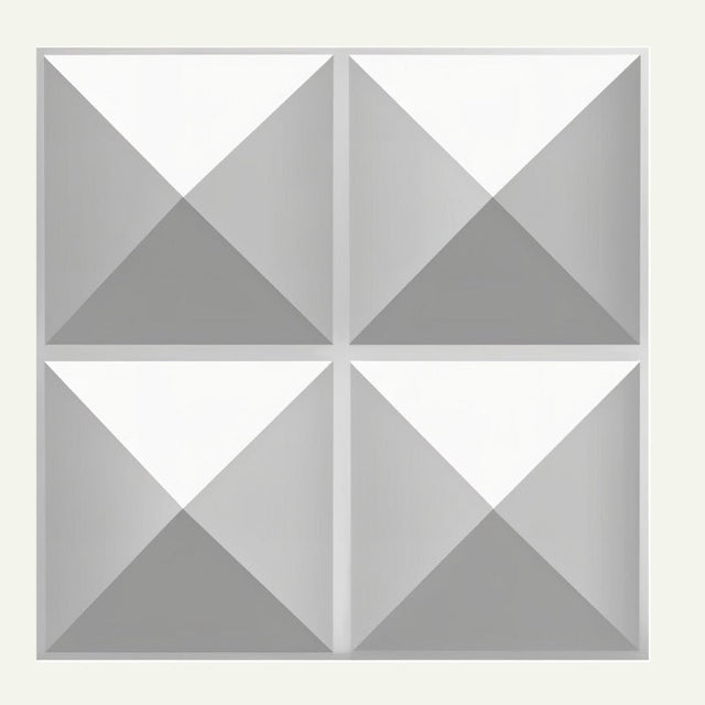 Ermana Wall Panel featuring a 3D geometric pyramid design in gray and white, ideal for modern PVC wall panel decor and interior upgrades.