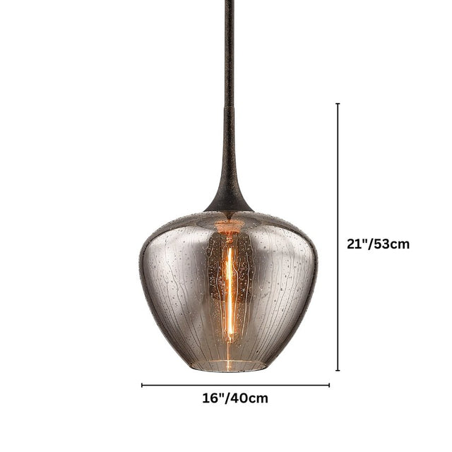 "large pendant light with dimensions labeled for width and height"