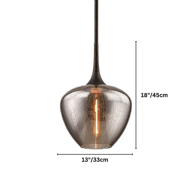 "small pendant light showcasing labeled width and height dimensions"