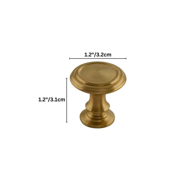 "Brass cabinet knob with a tapered silhouette and intricate classical details, suitable for traditional or transitional interiors."