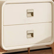 "Modern recessed drawer pulls made of aluminum alloy, featuring a sleek, minimalist design on light beige cabinetry."