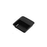 "Black square recessed drawer pull made of aluminum alloy, featuring a minimalist design."
