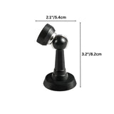 "Black magnetic door stop with dimensions labeled: 2.1 inches wide and 3.2 inches tall."