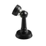 "Black magnetic door stop with a tilted head, isolated on a white background."