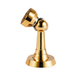 "Gold magnetic door stop with a tilted head, isolated on a white background."