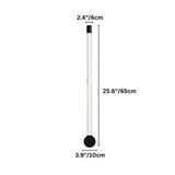 "Showing the dimensions (25.6"/65cm height, 3.9"/10cm width, 2.4"/6cm depth) of a modern wall lamp with a long, thin light bar and acrylic diffuser."