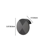 "Side view dimensions of a gunmetal geometric cabinet knob with etched detailing."