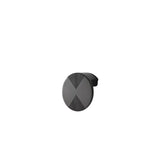 "Gunmetal cabinet knob with a bold circular design and etched geometric detailing, isolated on a white background."