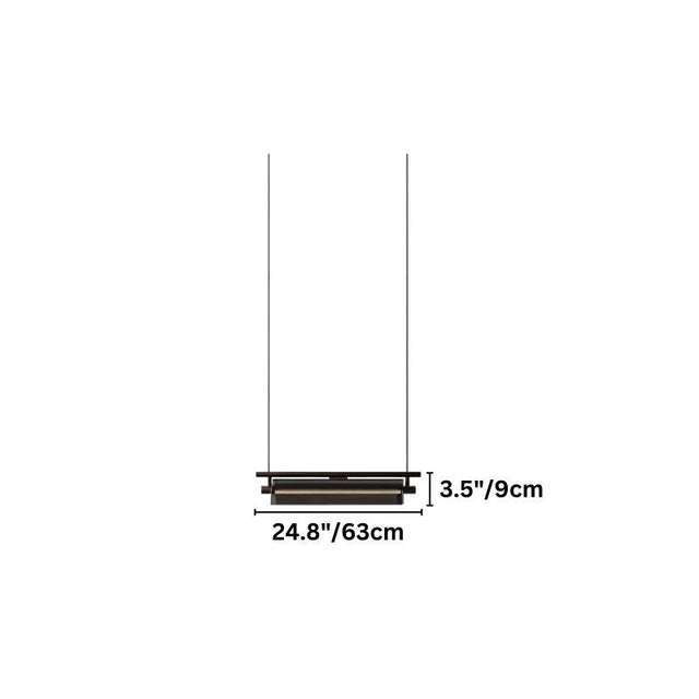 "Diagram showing the dimensions of a single-head linear pendant light with a 24-inch length and measurements in inches and centimeters."