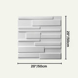 20x20 inch Gimnah Wall Panel in white PVC featuring a 3D block pattern, perfect for stylish wall upgrades in any room.
