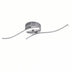 Modern chrome ceiling light with two curved frosted glass arms mounted on white background.