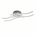 Modern curved LED ceiling light with gray metal finish and four adjustable arc-shaped arms on white background.