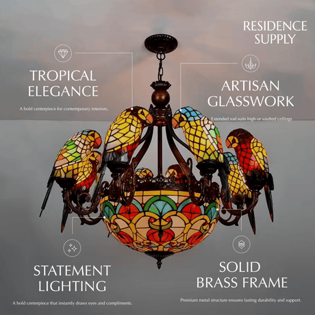 Glass Parrot Chandelier - Residence Supply