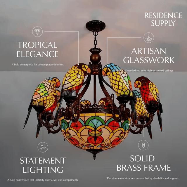 Glass Parrot Chandelier - Residence Supply