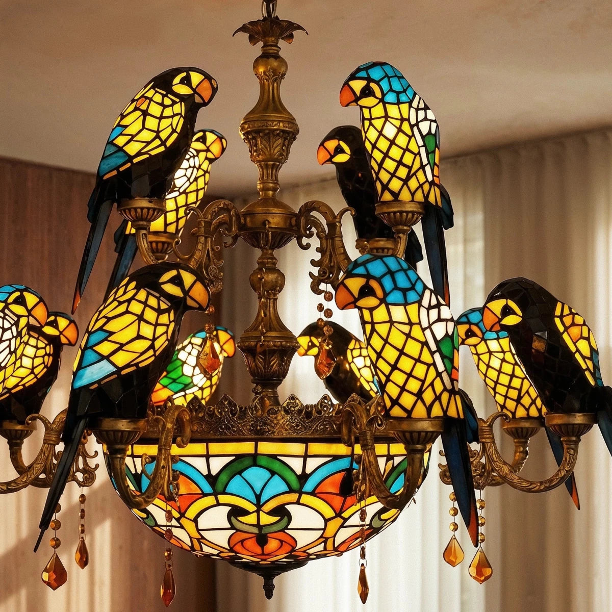 Glass Parrot Chandelier - Residence Supply