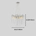 Round chandelier with a chrome finish and cascading glass strands, measuring 13.38 inches tall and 18.11 inches wide.