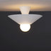 "Close-up of the Glome Ceiling Lamp with a white finish and geometric design, showcasing its central globe bulb for soft ambient light, perfect for contemporary settings."