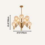 Gloral Chandelier with twelve clear glass bulbs and gold frame, 27.5in x 21.6in, perfect for luxury indoor lighting.