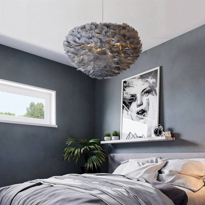 Goose Feather Pendant Light - Contemporary Lighting for Bedroom