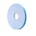 Blue adhesive tape roll on a white background, featuring a smooth finish with a circular shape.