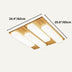Ceiling light fixture with three white rectangular shades on a bamboo base, dimensions 24.4 x 25.6 inches.