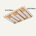 Ceiling light fixture with five rectangular white lamps on a wooden base, measures 37.4" x 25.6".