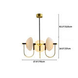 "Modern gold three-light chandelier with frosted glass orbs."