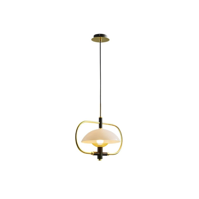 "Modern gold and glass pendant light."