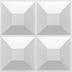 Haidri Wall Panel featuring a 3D geometric design with four raised square patterns in a glossy white PVC finish, ideal for modern interiors.