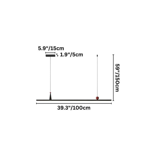 "Halrya pendant light with dimensions: 5.9 inches/15cm, 1.9 inches/5cm, 39.3 inches/100cm, and 59 inches/150cm."