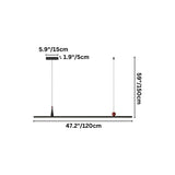 "Halrya pendant light with dimensions: 5.9 inches/15cm, 1.9 inches/5cm, 47.2 inches/120cm, and 59 inches/150cm."